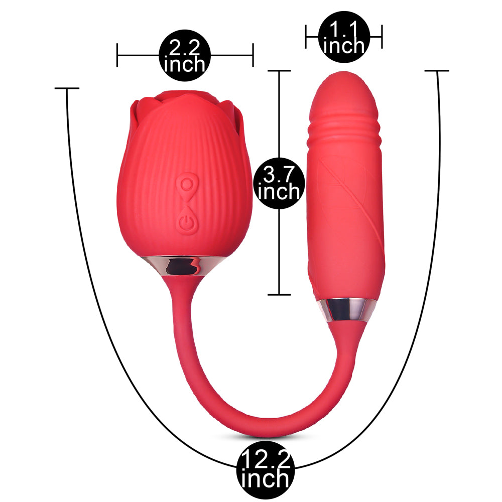 Clitoral Rose Massager with Thrusting Vibrator