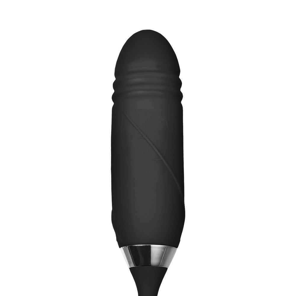 Black Clitoral Rose Massager with Thrusting Vibrator