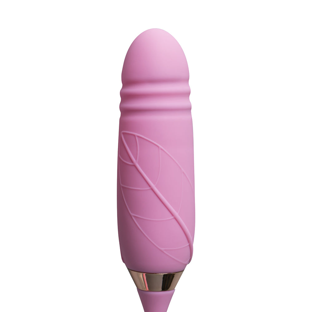 Pink Clitoral Rose Massager with Thrusting Vibrator